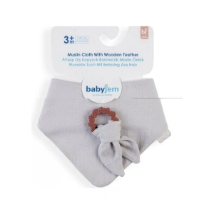 Babyjem Silikon Diş Kaşıyıcılı Bürümcük Müslin Önlük Gri