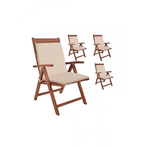 Bahçe Sandalye Minderi Seti, Arkalıklı, 4 Adet