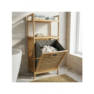 Bambu Görünümlü 2 Katlı Banyo Rafı, Ahşap Düzenleyici ile Şık Kullanım