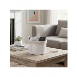 Bambu Organizer – Beyaz Çıtalı Çok Amaçlı Saklama Sepeti (18x13 cm)