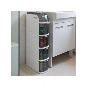 Banyo ve Mutfak için 4 Çekmeceli Tekerlekli Organizer Dolap, 95x20x38.5 cm