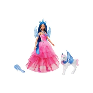 Barbie Mavi Saçlı Prenses Bebek 3+ Yaş İçin Renk Geçişli Pembe Elbise ile 1 Parça