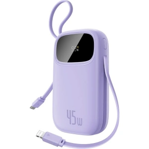 Baseus Enerfıll FC31 Digital Göstergeli Super Hızlı Kendinden 2 Type-C Kablolu Usb-C 2 Çıkışlı 10.000 Mah 45W Laptop Şarj Edebilen Powerbank - Mor