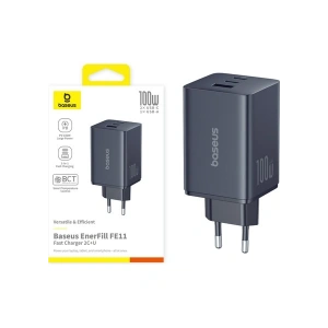 Baseus Enerfill Süper Hızlı FE11 2C+U 100W Şarj Cihazı-Siyah