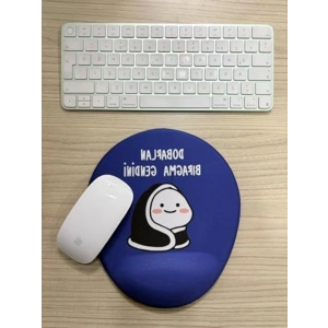 Baskılı OVAL Bilek Destekli Mouse Pad, Lacivert Renk
