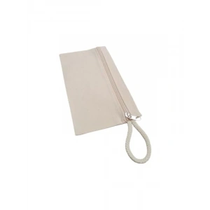 Bej Kanvas Kalem Çantası, 23x12 cm, Fermuarlı