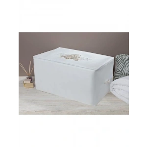 Beyaz 74x46x46 cm Ölçülerinde Damask Desenli Hurç, Saklama İçin İdeal