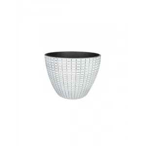 Beyaz Desenli 22 cm Plastik Saksı