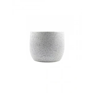 Beyaz Granit Boyalı Toprak Saksı (19 cm Çap)