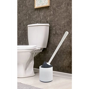 Beyaz-Gri Silikon Tuvalet Fırçası, Oval Tasarım