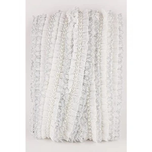 Beyaz İncili Sim Dantel, Plise Fırfır Tasarım