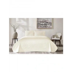 Beyaz Jakar Desenli Çift Kişilik Pike Takımı