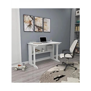 Beyaz Raflı Ders Çalışma Bilgisayar Masası, Modern Tasarım