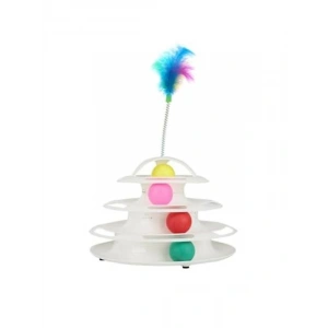 Beyaz Renkli 24 x 13 cm Boyutunda 4 Katlı Tüylü Kedi Oyuncağı