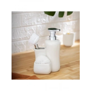 Beyaz Silindirik Fırçalı Sıvı Sabunluk