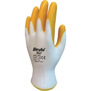 Beybi Pn7 12 Çift Sarı Beyaz Nitril İş Eldiveni