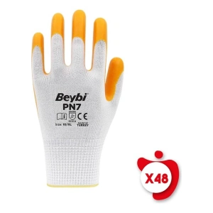 Beybi Pn7 Sarı Polyester Örme Nitril Iş Eldiveni 10 Beden 48 Çift