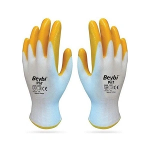 Beybi Sarı Nitril Eldiven Pn7 6 Çift