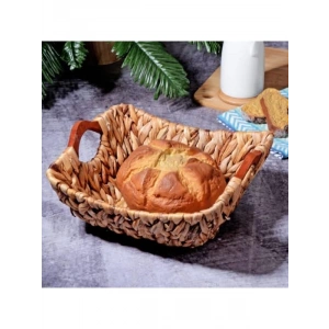 Bezli Kapaklı Ahşap Kulplu Şık Hasır Ekmek Sepeti