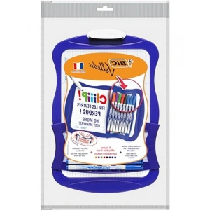 BIC 967444 Velleda Cliiip Set Beyaz Tahta (21 x 31 cm) Silecek; 8 Silinebilir Marker -10lu Set, Çeşitli Renklerde