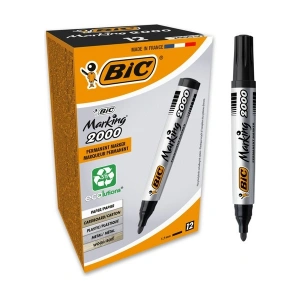 Bic Marker Siyah 2000 Yuvarlak Uçlu Permanent Markör 12li Kutu