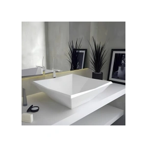 Bien Kristal Kare Beyaz Deliksiz Lavabo 41 Cm
