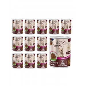 Biftekli ve Jöleli Konserve Kedi Maması, 400 Gr x 12 Adet