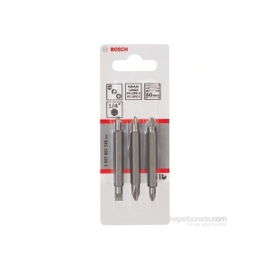 Bosch - 3 Parçalı Çift Taraflı Vidalama Ucu Seti - Ph1, Pz1, S 0,6X4,5: Ph2, Pz2, S 1,0X5,5: 60 Mm