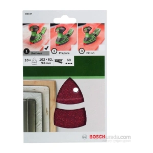 Bosch - Multi Zımpara Kağıdı 10Lu, 102 X 62/93 Mm 60 Kum 11 Deli