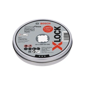 Bosch - X-Lock - 125*1,0MM Standard Seri Düz Inox (Paslanmaz Çelik) Kesme Diski (Taş) - Rapido 10lu 2608619267