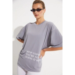 Brav BRV-029 Gri Kadın Tshirt