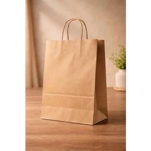 Bükümlü Saplı Kraft Kağıt Torba, 12x25x31 cm, 25 Adet Alışveriş Ambalajı