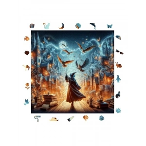 Büyücü Temalı Ahşap Puzzle, 353 Parça ve Yapıştırıcı