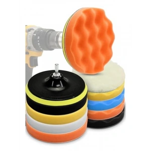 Büyük Boy 150mm Pasta Cila Süngeri Seti - 11 Parça Matkap Uyumlu