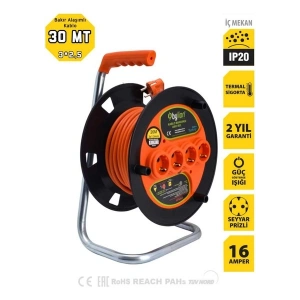 Bylion Makaralı Uzatma Kablosu 30 M 3x2,5 mm Ttr Kablo