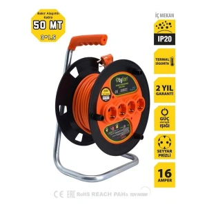 Bylion Makaralı Uzatma Kablosu 50 mt 3x1,5 mm Ttr Kablo
