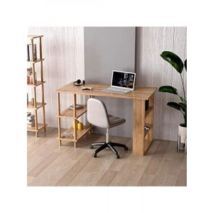 Çalışma Masası - Ahşap Ayaklı 4 Raflı