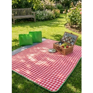 Çantalı Kareli Piknik Örtüsü, Su Geçirmez Soğutma Pedi