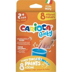 Carioca Bebek Parmak Boyası 8 Renk 8 x 50 ml Süper Yıkanabilir 2+ Yaş