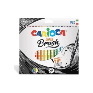 Carioca Süper Brush Keçeli Kalem 20li Fırça Uçlu Su Bazlı Renkli Kalem Seti