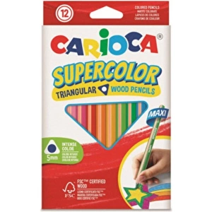 Carioca Supercolor Maxı Üçgen Kuru Boya Kalemi 12li %100 Ahşap Premıum Kalite