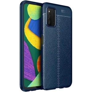 Case 4U A03s Kılıf Rugan Armor Deri Görünümlü Yüksek Kalite Silikon Niss Lacivert