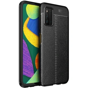 Case 4U A03s Kılıf Rugan Armor Deri Görünümlü Yüksek Kalite Silikon Niss Siyah