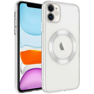 Case 4U Apple iPhone 11 Kılıf Kamera Korumalı Wireless Şarj Özellikli Sert PC Riksos Magsafe Silikon Kapak Şeffaf