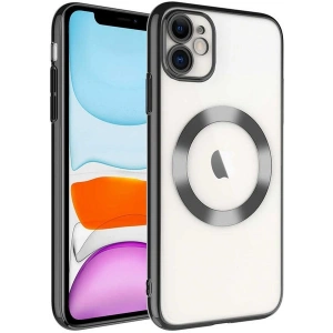 Case 4U Apple iPhone 11 Kılıf Kamera Korumalı Wireless Şarj Özellikli Sert PC Riksos Magsafe Silikon Kapak Siyah
