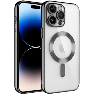 Case 4U Apple iPhone 11 Pro Max Kılıf Kamera Lens Korumalı Magsafe Şarj Kılıfı Şeffaf Renkli Yumuşak Demre Kapak Siyah