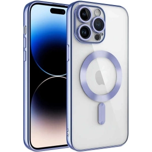 Case 4U Apple iPhone 11 Pro Max Kılıf Kamera Lens Korumalı Magsafe Şarj Kılıfı Şeffaf Renkli Yumuşak Demre Kapak Lila