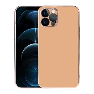 Case 4U Apple iPhone 12 Pro Max Kılıf Kamera Korumalı Altın Renkli Kenar Viyana Arka Kapak Altın