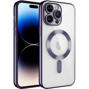 Case 4U Apple iPhone 12 Pro Max Kılıf Kamera Lens Korumalı Magsafe Şarj Kılıfı Şeffaf Renkli Yumuşak Demre Kapak Mor