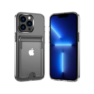 Case 4U Apple iPhone 13 Pro Kılıf Kartvizitli Sert Pc Silikon Ensa Kapak Şeffaf